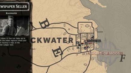 vendeur de journaux à Blackwater-carte détaillée
