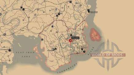 Carte de l'emplacement du livre de Hozia dans RDR 2