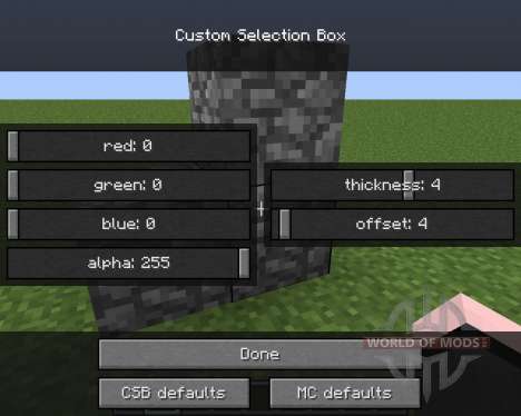 Custom Selection Box pour Minecraft