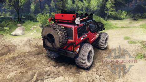 Jeep Cherokee XJ v1.3 Rough Country red dirty pour Spin Tires