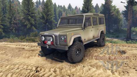 Land Rover Defender 110 dirty flat green pour Spin Tires