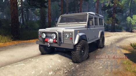 Land Rover Defender 110 silver pour Spin Tires
