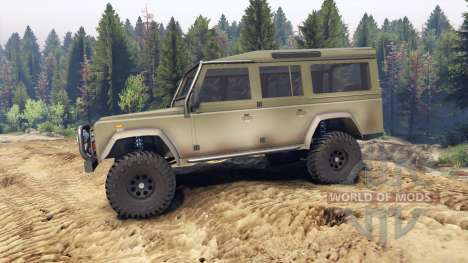 Land Rover Defender 110 dirty flat green pour Spin Tires