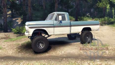 Ford F-200 1968 blue and white pour Spin Tires