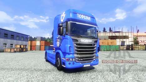 Haut V8 Topline auf der Sattelzugmaschine Scania für Euro Truck Simulator 2