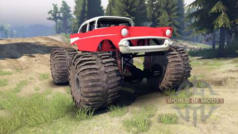 Chevrolet Bel Air 1955 Monster red pour Spin Tires