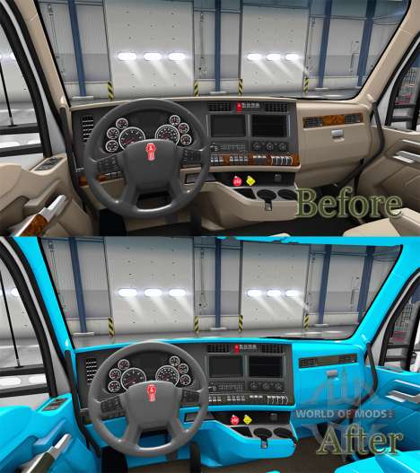 Bleu Kenworth T680 intérieur pour American Truck Simulator