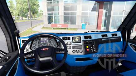 De noir et de bleu à l'intérieur dans un Peterbilt 579 pour American Truck Simulator