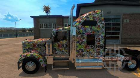 Sticker Bomb скин для Kenworth W900 für American Truck Simulator