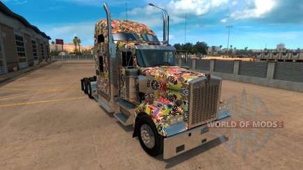 Sticker Bomb скин для Kenworth W900 für American Truck Simulator