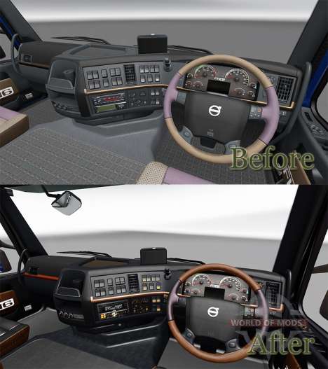 Noir et marron-intérieur de la Volvo pour Euro Truck Simulator 2