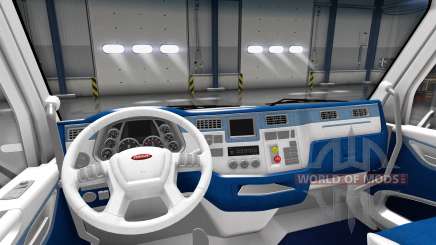 Weiß und blau Innenraum in einen Peterbilt 579 für American Truck Simulator