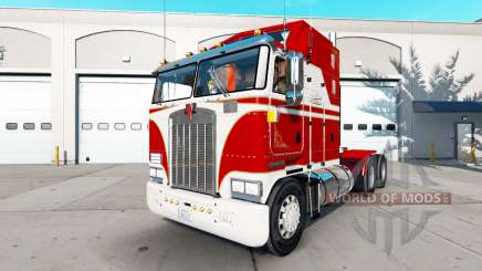La peau Blanche Et Rouge pour le tracteur Kenworth K100 pour American Truck Simulator