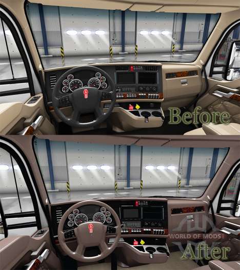 Luxus braune Innenausstattung Kenworth T680 für American Truck Simulator