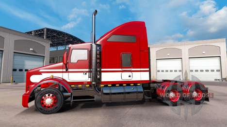 Peau Rouge-blanc-tracteur Kenworth T800 pour American Truck Simulator