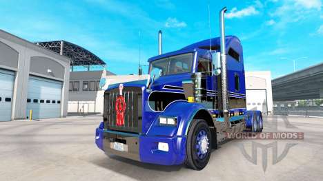 Haut Blau-schwarz auf die LKW-Kenworth T800 für American Truck Simulator