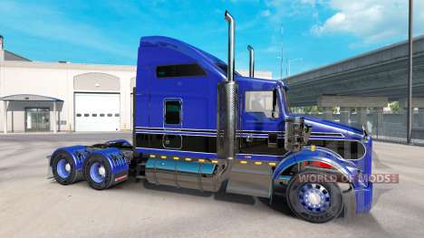 Haut Blau-schwarz auf die LKW-Kenworth T800 für American Truck Simulator