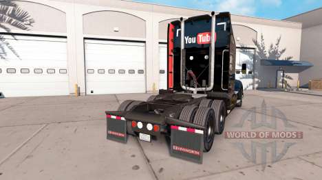 Haut YouTube, die auf einem Kenworth-Zugmaschine für American Truck Simulator