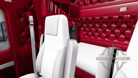 Die rot-und-weiß-Innenraum-Kenworth W900 für American Truck Simulator