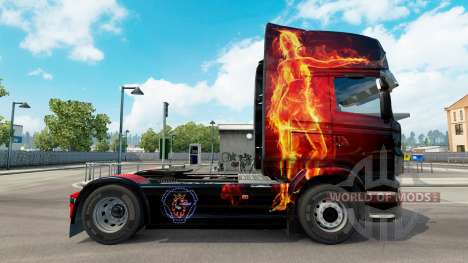 Feuer-Mädchen-skin für den Scania truck für Euro Truck Simulator 2