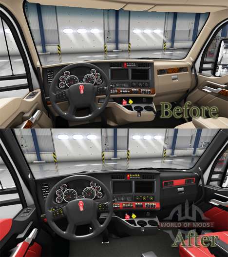 Intérieur rouge Kenworth T680 pour American Truck Simulator