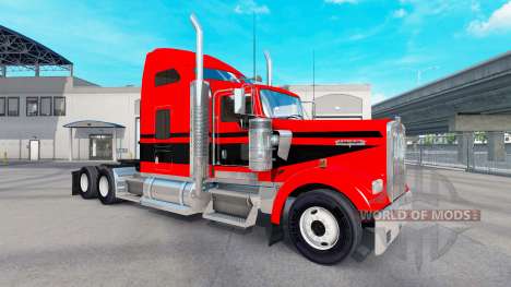 Peau Rouge-noir rayures sur le camion Kenworth W pour American Truck Simulator