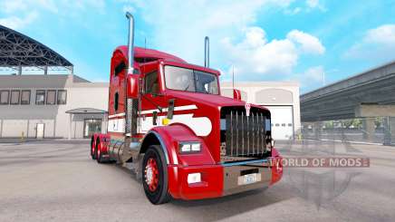 Haut-Rot-weiss-Zugmaschine Kenworth T800 für American Truck Simulator