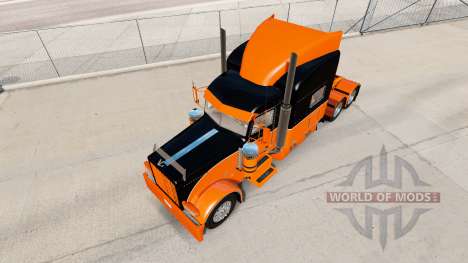 Die Schwarz und Orange Haut für den truck-Peterb für American Truck Simulator