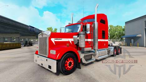 La peau Rouge avec Bande Blanche sur le camion K pour American Truck Simulator