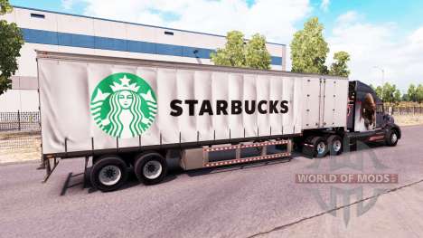 Curtain semitrailer Starbucks für American Truck Simulator