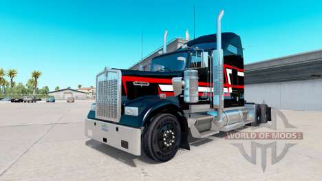 Peau Rouge blanc bandes sur le camion Kenworth W pour American Truck Simulator