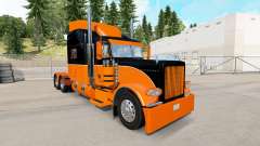 Die Schwarz und Orange Haut für den truck-Peterbilt 389 für American Truck Simulator