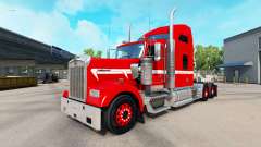 La peau Rouge avec Bande Blanche sur le camion Kenworth pour American Truck Simulator