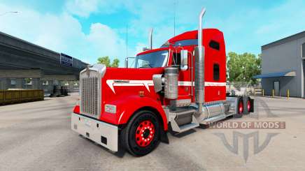Haut Rot, mit Weißen Streifen auf den truck Kenworth für American Truck Simulator