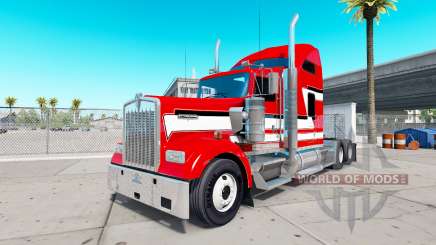 Peau Rouge et Blanc sur le camion Kenworth W900 pour American Truck Simulator