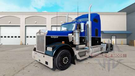 La peau de Noir et de Bleu sur le camion Kenworth W900 pour American Truck Simulator