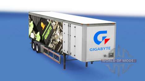 La peau de Gigabyte sur un rideau semi-remorque pour American Truck Simulator