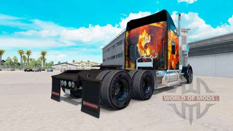 Haut Tigers In Flammen auf-truck Kenworth W900 für American Truck Simulator