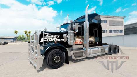 La peau Rapide et Furieux sur le camion Kenworth pour American Truck Simulator