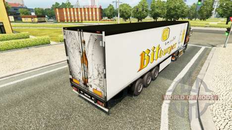Haut Bitburger auf dem Anhänger für Euro Truck Simulator 2