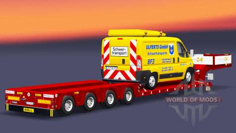 Tiefbett Schleppnetz Puppe mit cargo van für Euro Truck Simulator 2