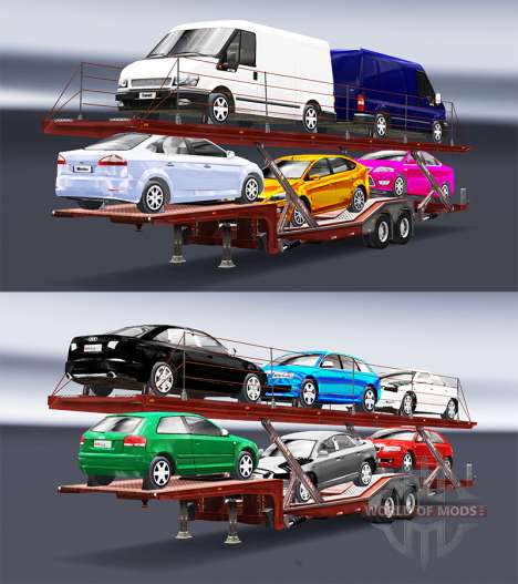 Semi-remorque-camion porte-voiture avec Audi et  pour Euro Truck Simulator 2