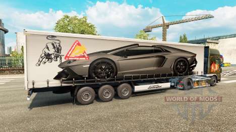 La peau Lamborghini Aventador dans la remorque pour Euro Truck Simulator 2