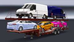 Semi-remorque-camion porte-voiture avec Audi et Ford pour Euro Truck Simulator 2