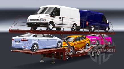 Semi-remorque-camion porte-voiture avec Audi et Ford pour Euro Truck Simulator 2