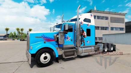 La peau de Captain America sur le camion Kenworth W900 pour American Truck Simulator