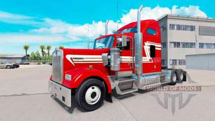 Peau Rouge et Crème sur le camion Kenworth W900 pour American Truck Simulator