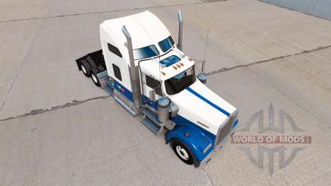 Peau Bleu-blanc-camion Kenworth W900 pour American Truck Simulator