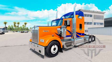Скин Blaue Streifen auf Orange на Kenworth W900 für American Truck Simulator