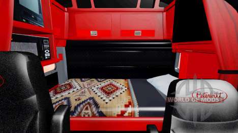 Der Innenraum ist in Rot und Schwarz Peterbilt 3 für American Truck Simulator